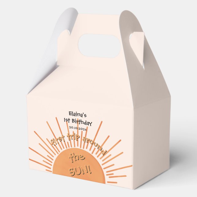 First Trip Around The Sun 1st Birthday Favour Box (Front)