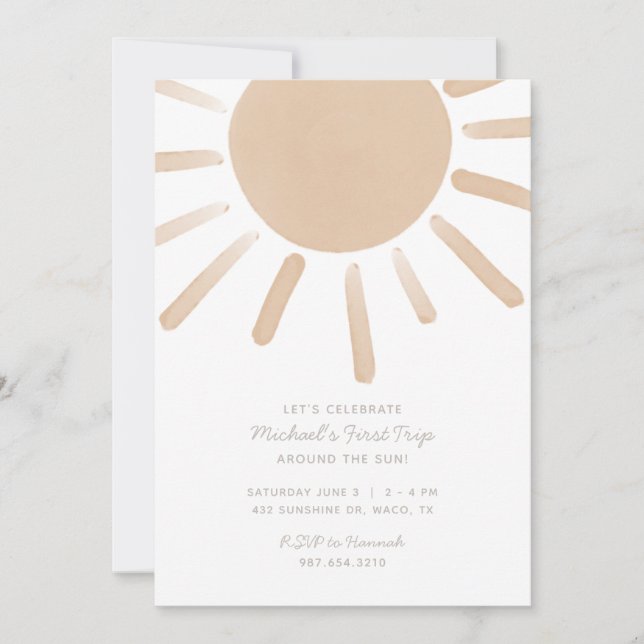 First Trip Around the Sun 1st Birthday Invitation (Front)