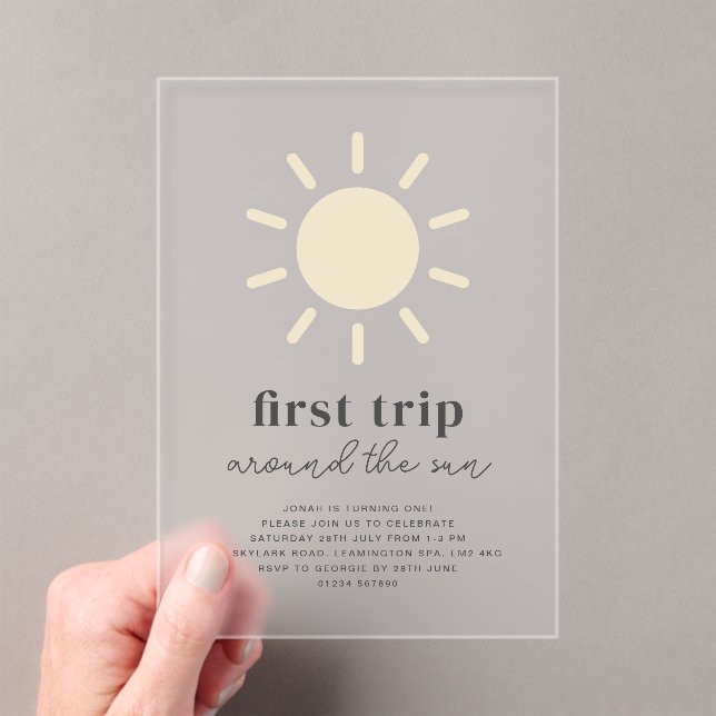 First Trip Around The Sun 1st Birthday Invitation (Insitu (Handheld))