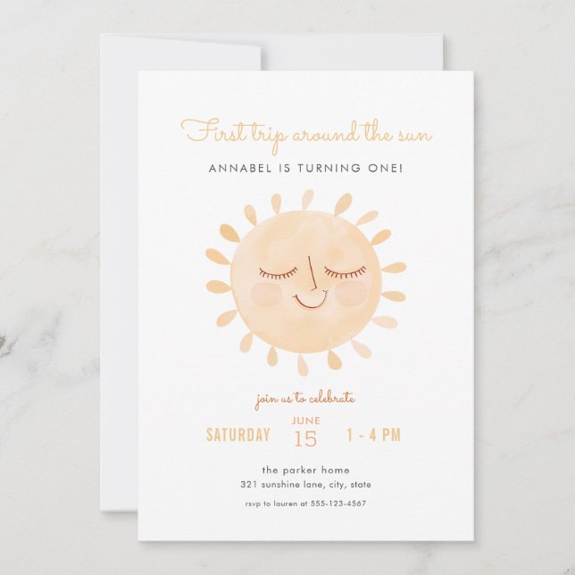 First Trip Around the Sun 1st Birthday Invitation (Front)