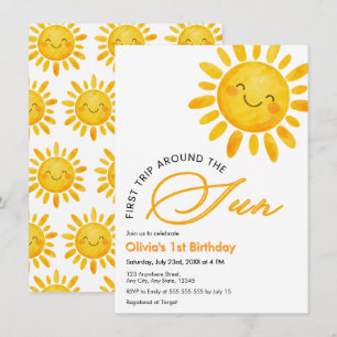 First Trip Around the Sun 1st Birthday  Invitation