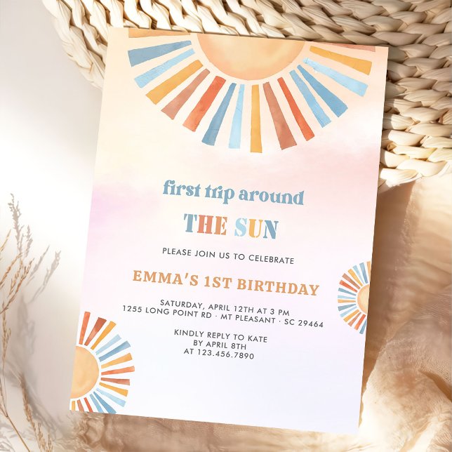 First Trip Around the Sun 1st Birthday Invitation (Creator Uploaded)