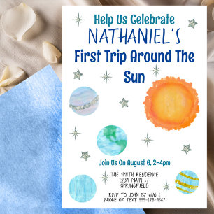 First Trip Around The Sun 1st Birthday  Invitation