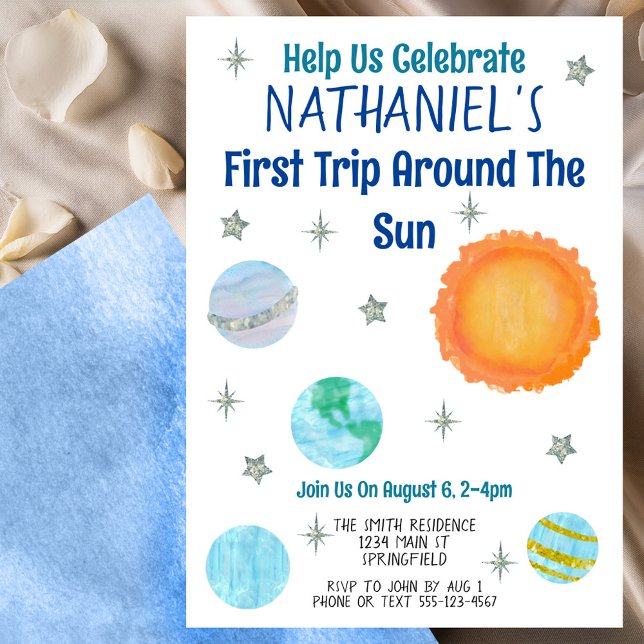 First Trip Around The Sun 1st Birthday  Invitation (Creator Uploaded)