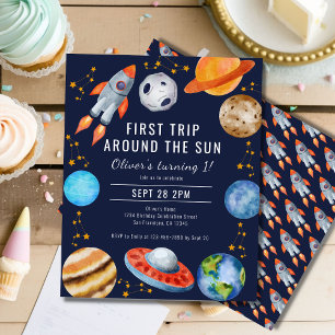 First Trip Around The Sun 1st Birthday Invitation
