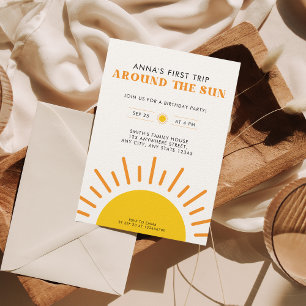 First trip around the Sun 1st birthday Invitation