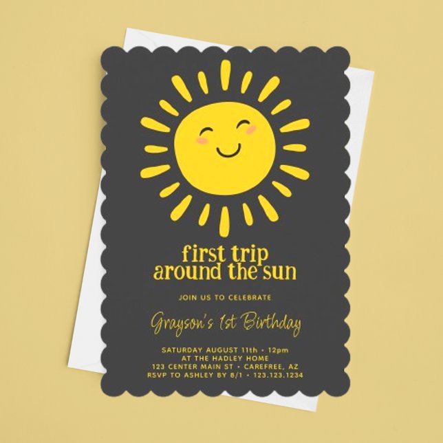 First Trip Around the Sun 1st Birthday Invitation (Creator Uploaded)