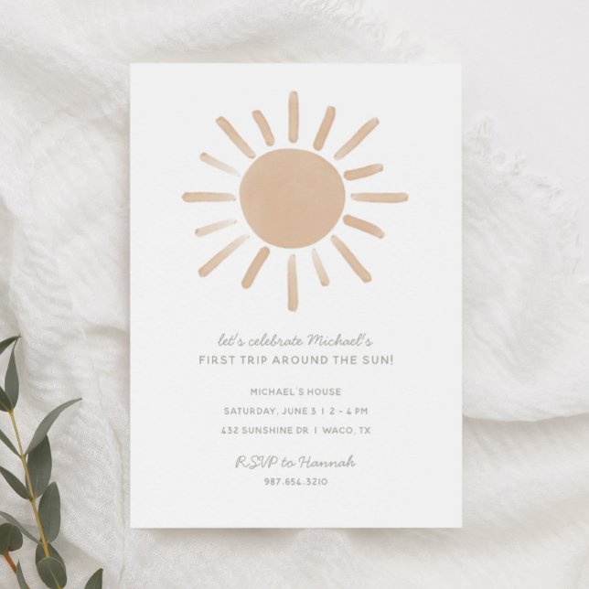 First Trip Around the Sun 1st Birthday Invitation (Creator Uploaded)