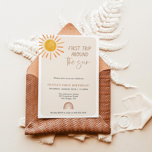 First Trip Around the Sun 1st Birthday  Invitation (Creator Uploaded)