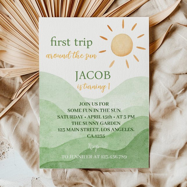 First Trip Around The Sun 1st Birthday Invitation (Creator Uploaded)