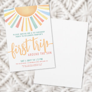 First Trip Around The Sun 1st Birthday Invitation