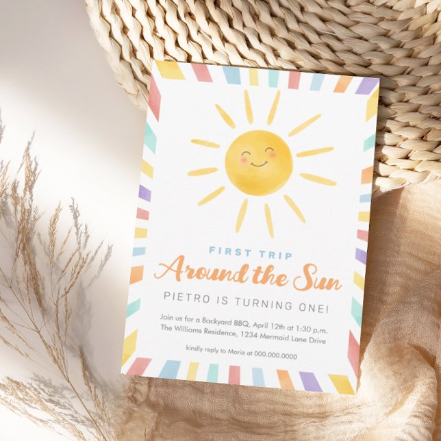 First Trip Around the Sun 1st Birthday Invitation (Creator Uploaded)