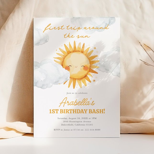 First Trip Around The Sun 1st Birthday Invitation (Creator Uploaded)