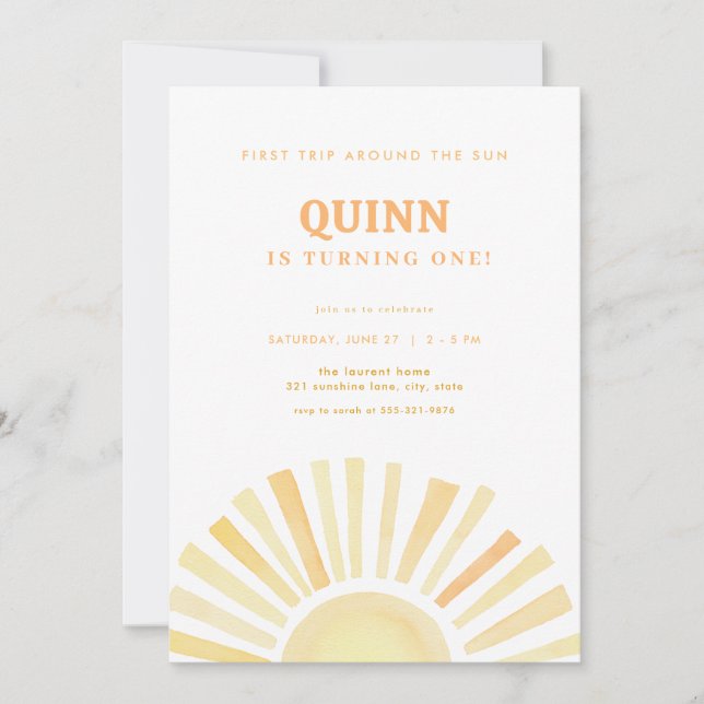 First Trip Around the Sun 1st Birthday Invitation  (Front)