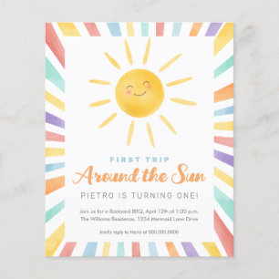 First Trip Around the Sun 1st Birthday Invitation Flyer