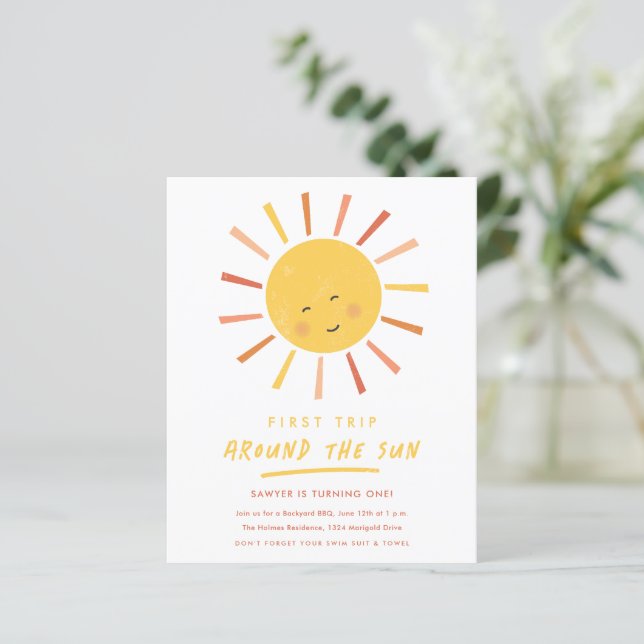 First Trip Around the Sun 1st Birthday Invitations (Standing Front)