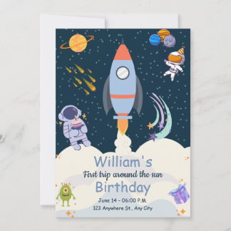 First trip around the sun 1st birthday invitations