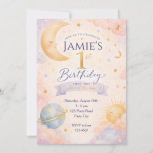 First Trip Around The Sun 1st Birthday Invitations