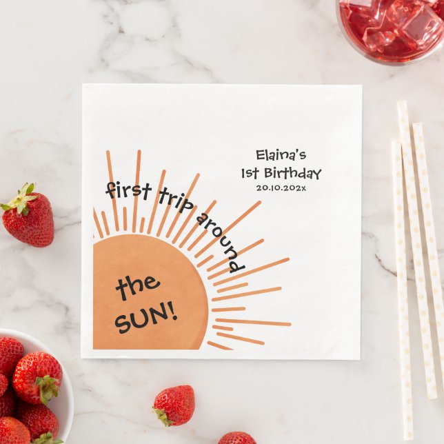 First Trip Around The Sun 1st Birthday Napkin (Insitu)