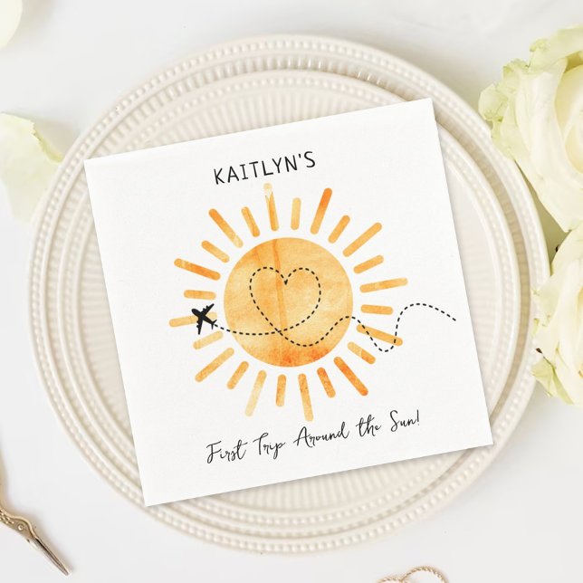 First Trip Around The Sun 1st Birthday Napkin (Creator Uploaded)