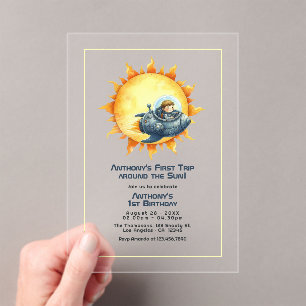 First Trip Around the Sun 1st Birthday Party Acrylic Invitations