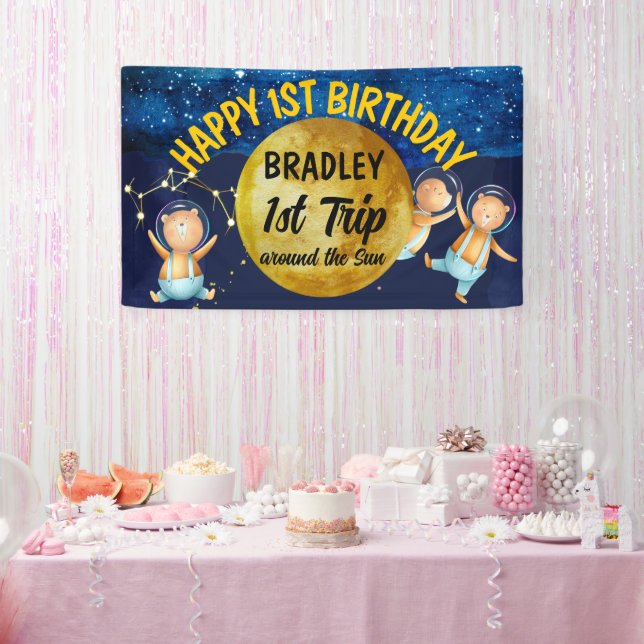 First trip around the sun 1st birthday party banne banner (Party)