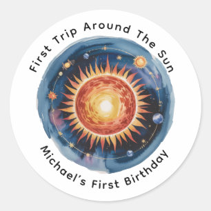 First Trip Around The Sun 1st Birthday Party Classic Round Sticker