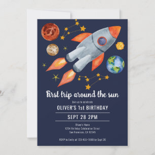 First Trip Around the Sun 1st Birthday Party  Invitation