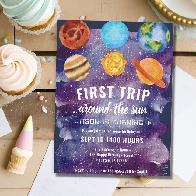 First Trip Around The Sun 1st Birthday Party Invitation (Creator Uploaded)