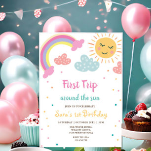 First Trip Around The Sun 1st Birthday party Invitation