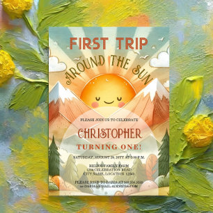 First Trip Around The Sun 1st Birthday Party Invitation
