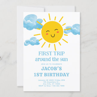 First Trip Around the Sun 1st Birthday Party Invitation