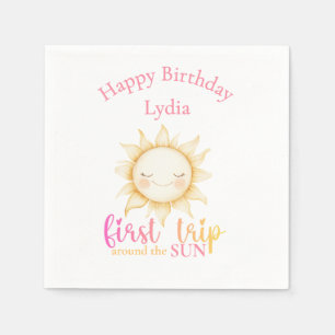First trip around the Sun 1st Birthday Party  Napkin
