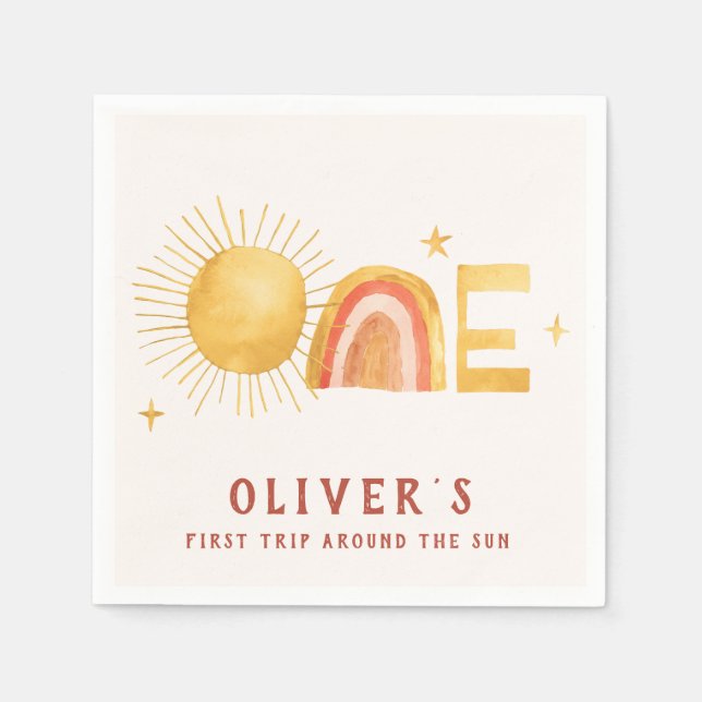 First Trip Around The Sun | 1st Birthday Party  Napkin (Front)