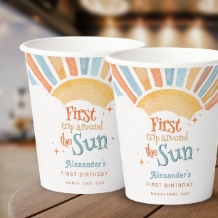First Trip Around the Sun 1st Birthday Party Paper Cups