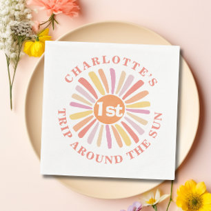 First Trip Around the Sun 1st Birthday Party Paper Napkin