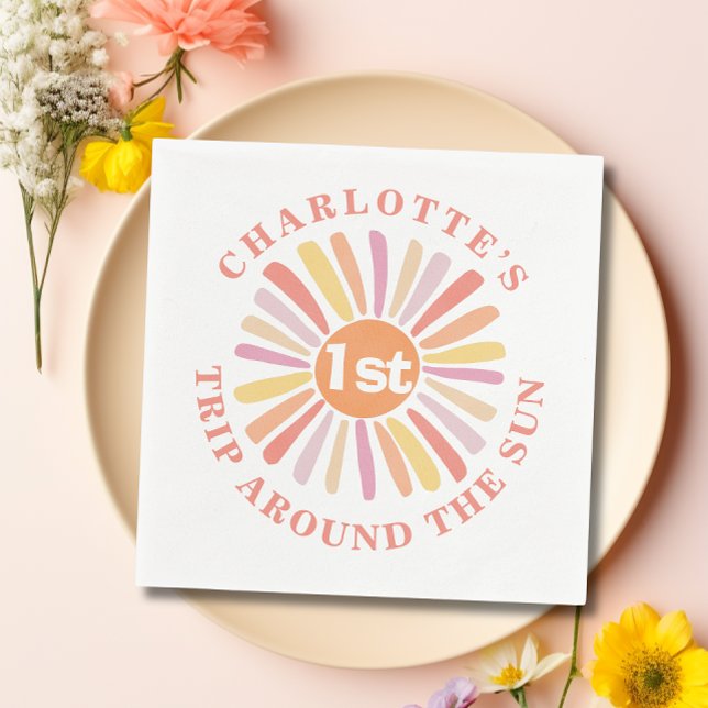 First Trip Around the Sun 1st Birthday Party Paper Napkin (First Trip Around the Sun 1st Birthday Party Paper Napkins)