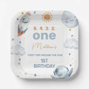 First Trip Around the Sun 1st Birthday Party Paper Paper Plate
