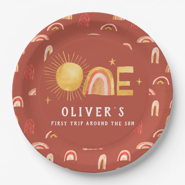 First Trip Around The Sun | 1st Birthday Party   Paper Plate (Front)