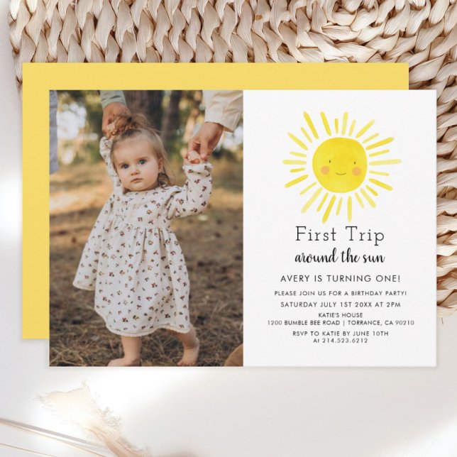 First Trip Around The Sun 1st Birthday Photo Invitation (Creator Uploaded)