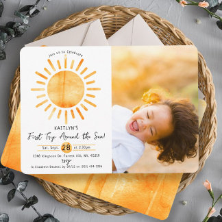 First Trip Around The Sun 1st Birthday Photo Invitation