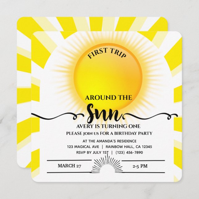 First Trip Around The Sun 1st Birthday Square (Front/Back)