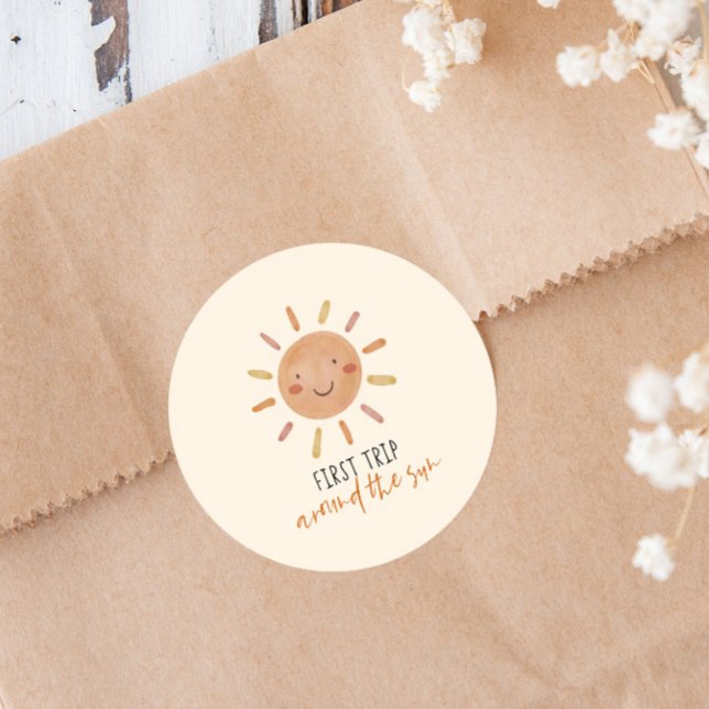 First Trip Around The Sun 1st First Birthday Favou Classic Round Sticker (Creator Uploaded)