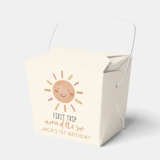 First Trip Around The Sun 1st First Birthday Favour Box (Front Side)
