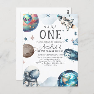 First Trip Around the Sun Astronaut Birthday Postcard