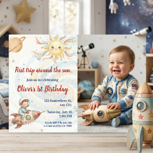 First Trip Around the Sun Astronaut Photo Invitation