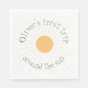 First Trip around the sun Birthday boho Napkin