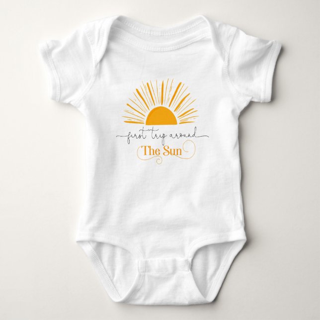 First trip around the sun birthday gift baby bodysuit (Front)