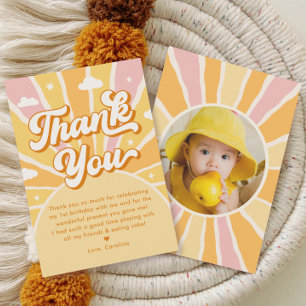 First Trip Around the Sun Birthday Girl Photo Thank You Card