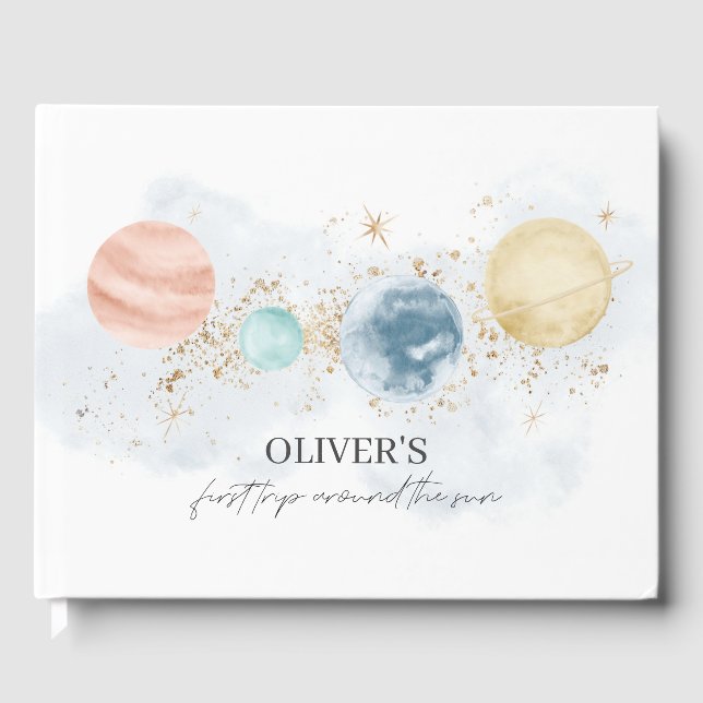 First Trip Around The Sun Birthday Guest Book (Front)